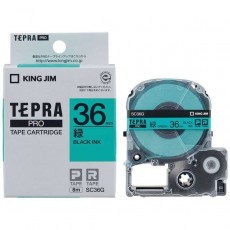 Nhãn in Tepra Pro SC36G ( Chữ đen trên nền xanh lá - Khổ 36mm - Dài 8 met )