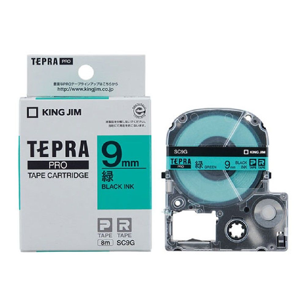Nhãn in Tepra Pro SC9G ( Chữ đen trên nền xanh lá - Khổ 9mm - Dài 8 met )