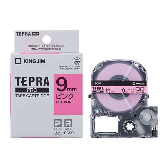 Nhãn in Tepra Pro SC9P ( Chữ đen trên nền hồng - Khổ 9mm - Dài 8 met )