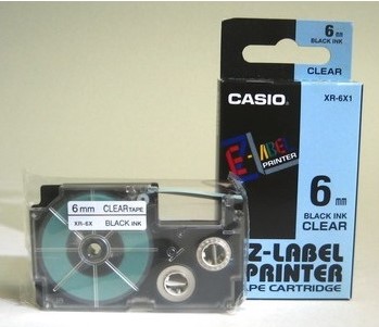 Nhãn in CASIO XR-6X1 ( Chữ đen trên nền trong - 6mm - dài 8 met )