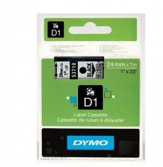 Nhãn in Dymo (D1) S0720920 nhựa Polyester 24mm x 7m – (Đen/Trong)