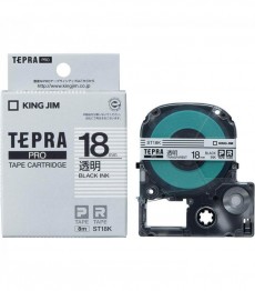 Nhãn in Tepra Pro ST18K ( Chữ đen trên nền trong - Khổ 18mm - Dài 8 met )