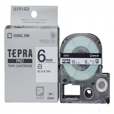 Nhãn in Tepra SS6K ( Chữ đen nền trắng - Khổ 6mm - Dài 8 met )