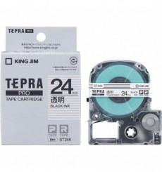 Nhãn in Tepra Pro ST24K ( Chữ đen trên nền trong - Khổ 24mm - Dài 8 met )