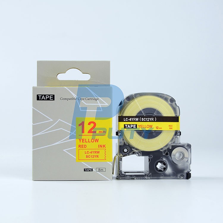 Nhãn in TEPRA SC12YW ( Tương Đương SC12Y ) - Nhãn chữ đen trên nền vàng ...