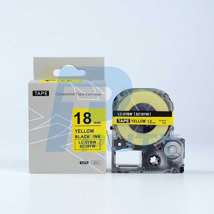 Nhãn in TEPRA SC18YW ( Tương Đương SC18Y ) - Nhãn chữ đen trên nền vàng ...