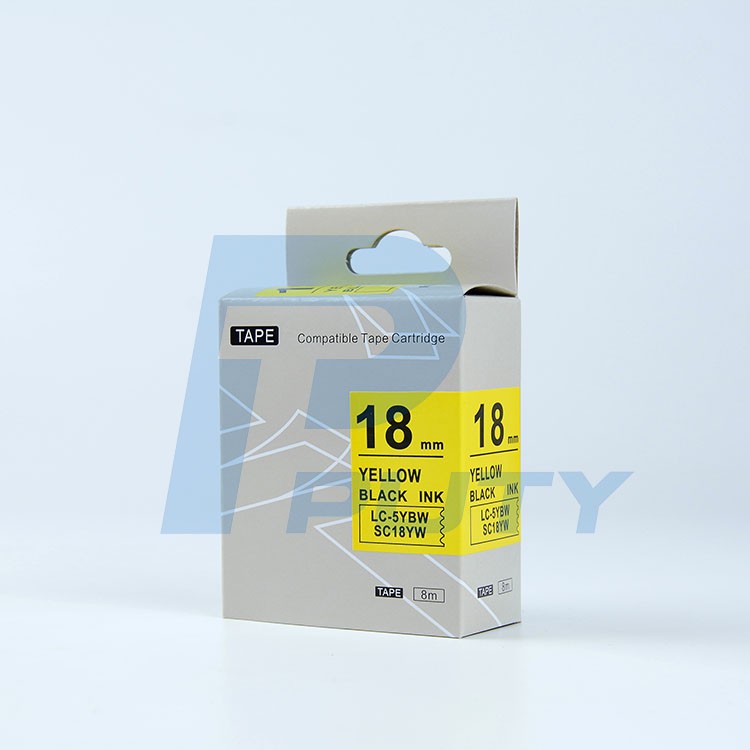 Nhãn in TEPRA SC18YW ( Tương Đương SC18Y ) - Nhãn chữ đen trên nền vàng ...