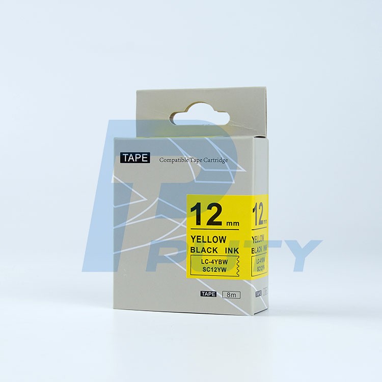 Nhãn in TEPRA SC12YW ( Tương Đương SC12Y ) - Nhãn chữ đen trên nền vàng ...