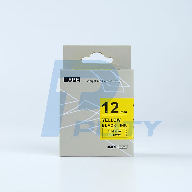 Nhãn in TEPRA SC12YW ( Tương Đương SC12Y ) - Nhãn chữ đen trên nền vàng ...