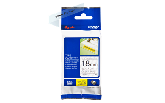Nhãn in TZe-S141 ( Nhãn in 18mm - chữ đen trên nền trong - dài 8 met )