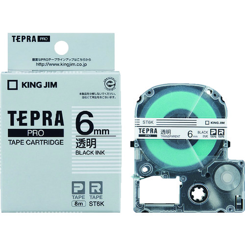 Nhãn in Tepra Pro ST6K ( Chữ đen trên nền trong - Khổ 6mm - Dài 8 met )