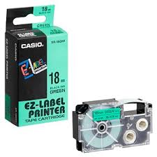 Nhãn in CASIO XR-18GN1 ( Chữ đen trên nền xanh lá - 18mm - dài 8 met )
