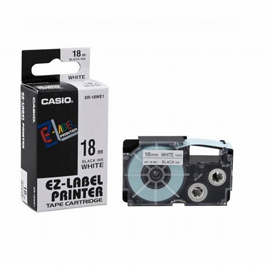 Nhãn in CASIO XR-18WE1 ( Chữ đen trên nền trắng - 18mm - dài 8 met )