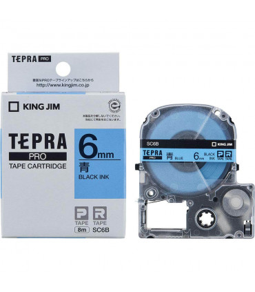 Nhãn in Tepra Pro SC6B ( Chữ đen trên nền xanh dương - Khổ 6mm - Dài 8 met )