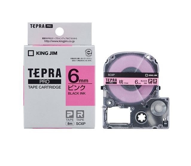 Nhãn in Tepra Pro SC6P ( Chữ đen trên nền hồng - Khổ 6mm - Dài 8 met )