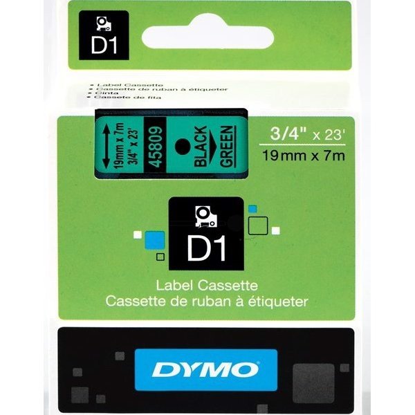Nhãn in đa năng Dymo (D1) S0720890 nhựa Polyester 19mm x 7m – (Đen/Xanh lá)