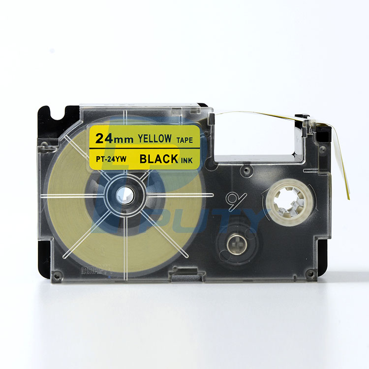 Nhãn in  CASIO PT-24YW ( tương thích XR-24YW1) - Nhãn chữ đen nền vàng 24mm