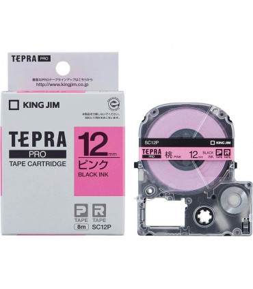 Nhãn in Tepra Pro SC12P ( Chữ đen trên nền hồng - Khổ 12mm - Dài 8 met )