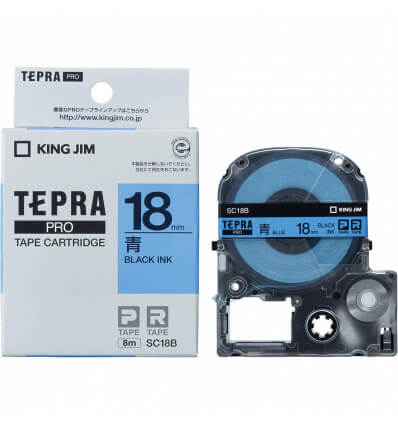 Nhãn in Tepra Pro SC18B ( Chữ đen trên nền xanh dương - Khổ 18mm - Dài 8 met )