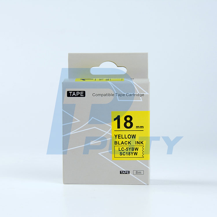 Nhãn in TEPRA SC18YW ( Tương Đương SC18Y ) - Nhãn chữ đen trên nền vàng, 18mm