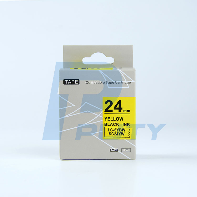 Nhãn in TEPRA SC24YW ( Tương Đương SC24Y ) - Nhãn chữ đen trên nền vàng, 24mm