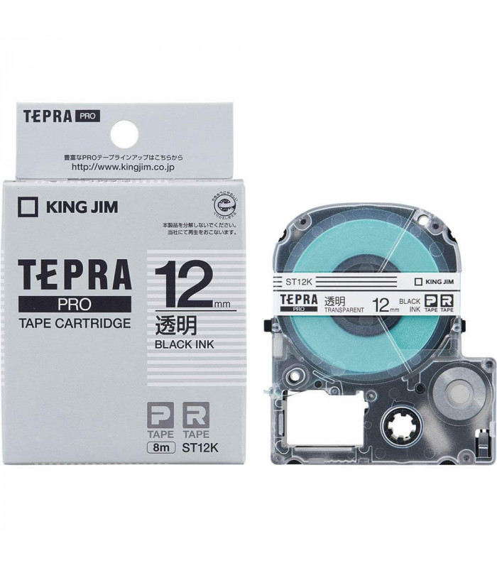 Nhãn in Tepra Pro ST12K ( Chữ đen trên nền trong - Khổ 12mm - Dài 8 met )