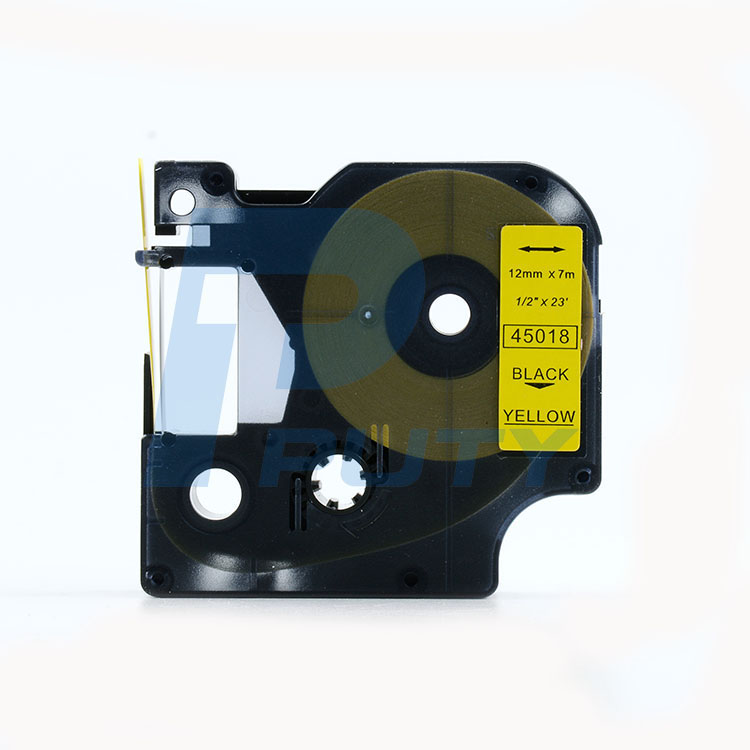 Nhãn in Dymo 12mm DM-45018 ( chữ đen trên nền vàng )