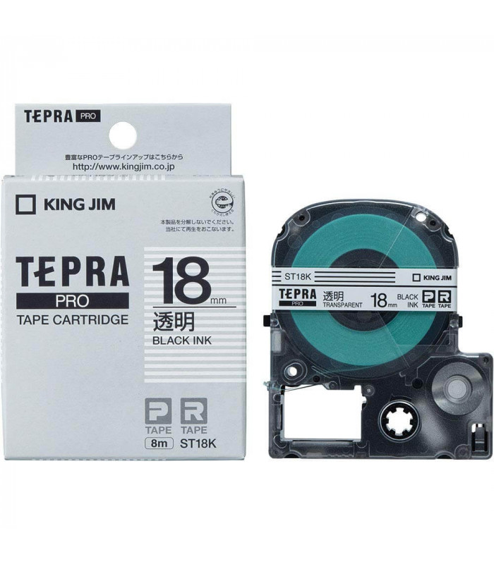 Nhãn in Tepra Pro ST18K ( Chữ đen trên nền trong - Khổ 18mm - Dài 8 met )