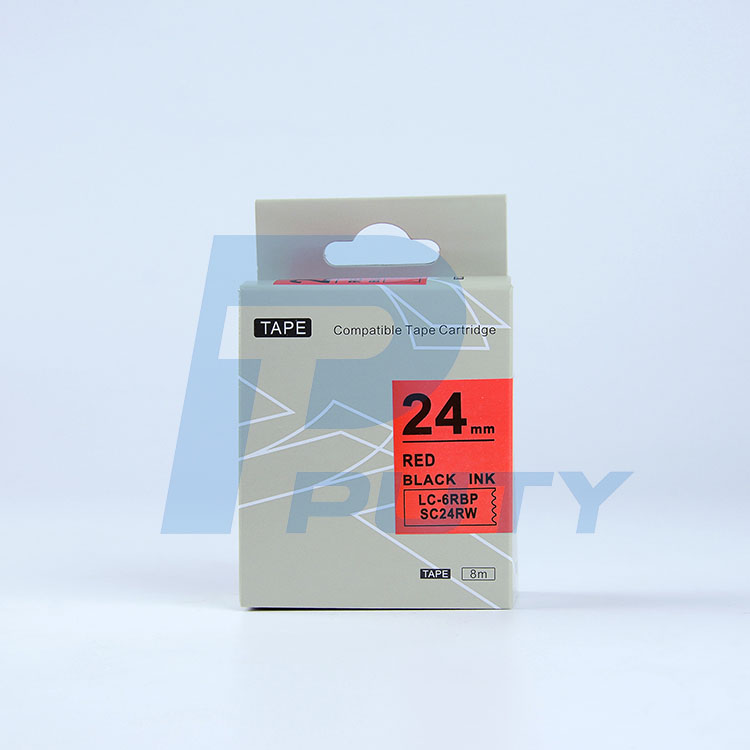 Nhãn in TEPRA SC24RW ( Tương Đương SC24R ) - Nhãn chữ đen trên nền đỏ, 24mm