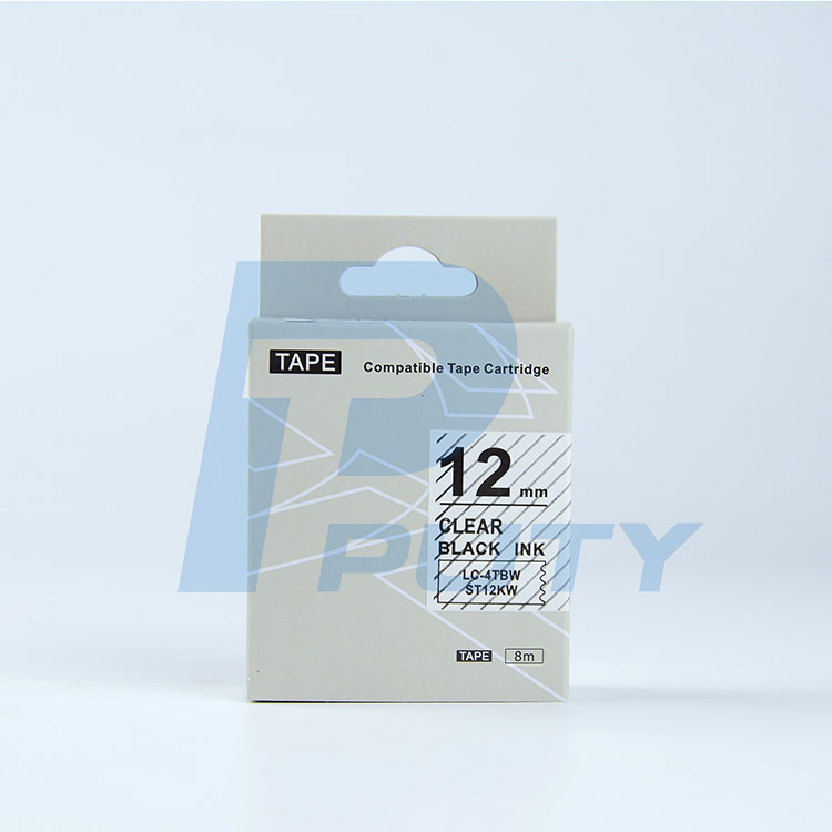 Nhãn in TEPRA ST12KW ( Tương Đương ST12K ) - Nhãn chữ đen trên nền trong 12mm