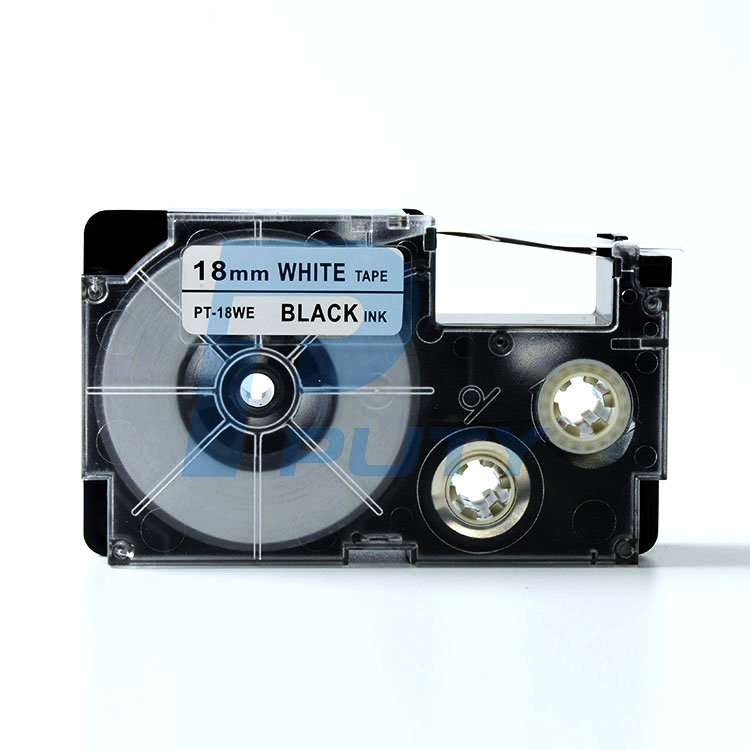 Nhãn in  CASIO PT-18WE ( tương thích XR-18WE1) - Nhãn chữ đen nền trắng 18mm