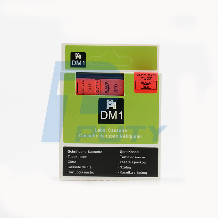 Nhãn in Dymo 24mm DM-53717 ( chữ đen trên nền đỏ )