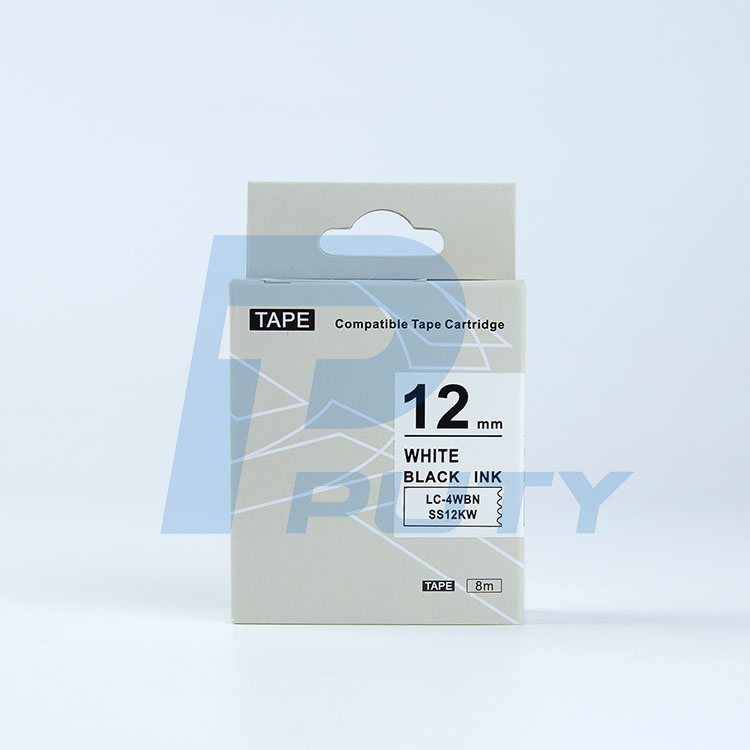 Nhãn in TEPRA SS12KW ( Tương Đương SS12K ) - Nhãn chữ đen trên nền trắng 12mm