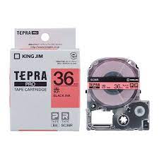 Nhãn in Tepra Pro SC36R ( Chữ đen trên nền đỏ - Khổ 36mm - Dài 8 met )