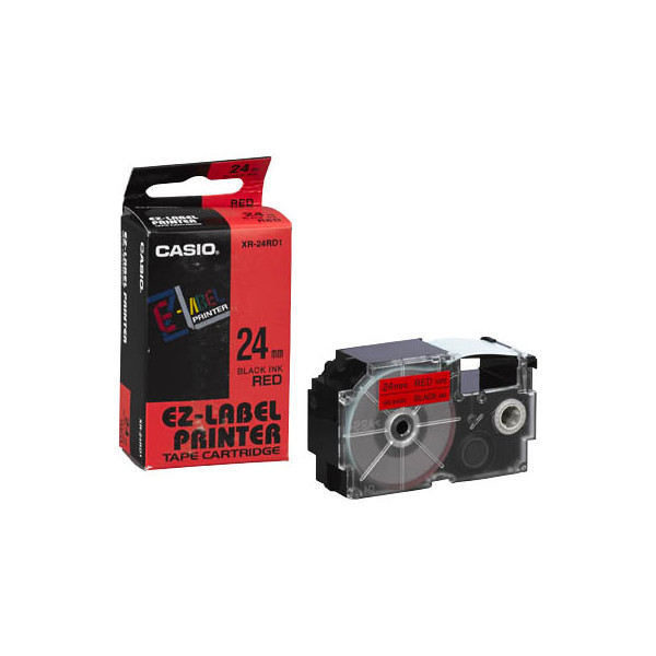 Nhãn in CASIO XR-24RD1 ( Chữ đen trên nền đỏ - 24mm - dài 8 met )